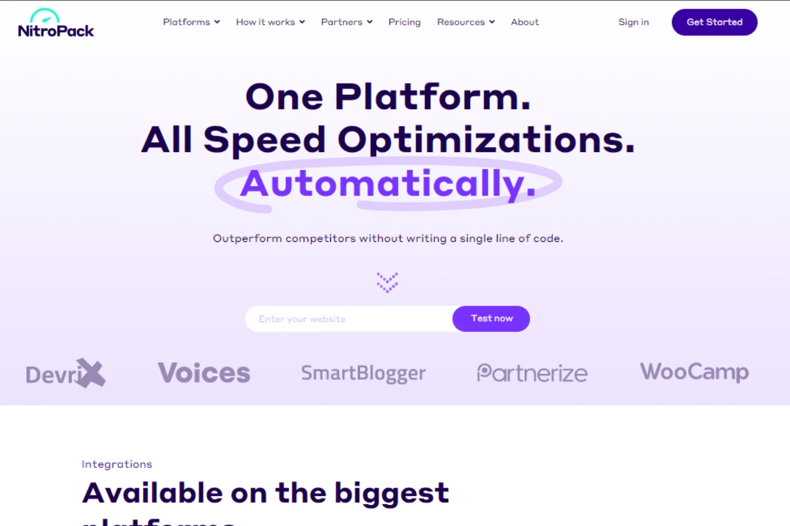 Home Page of NitroPack