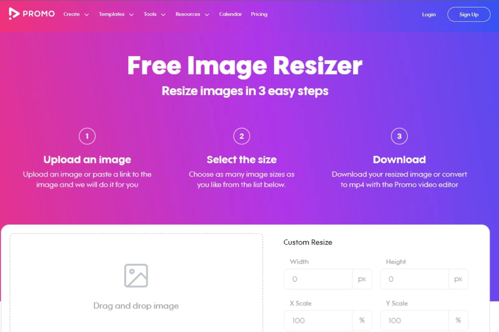 Home Page of Promo Image Resizer