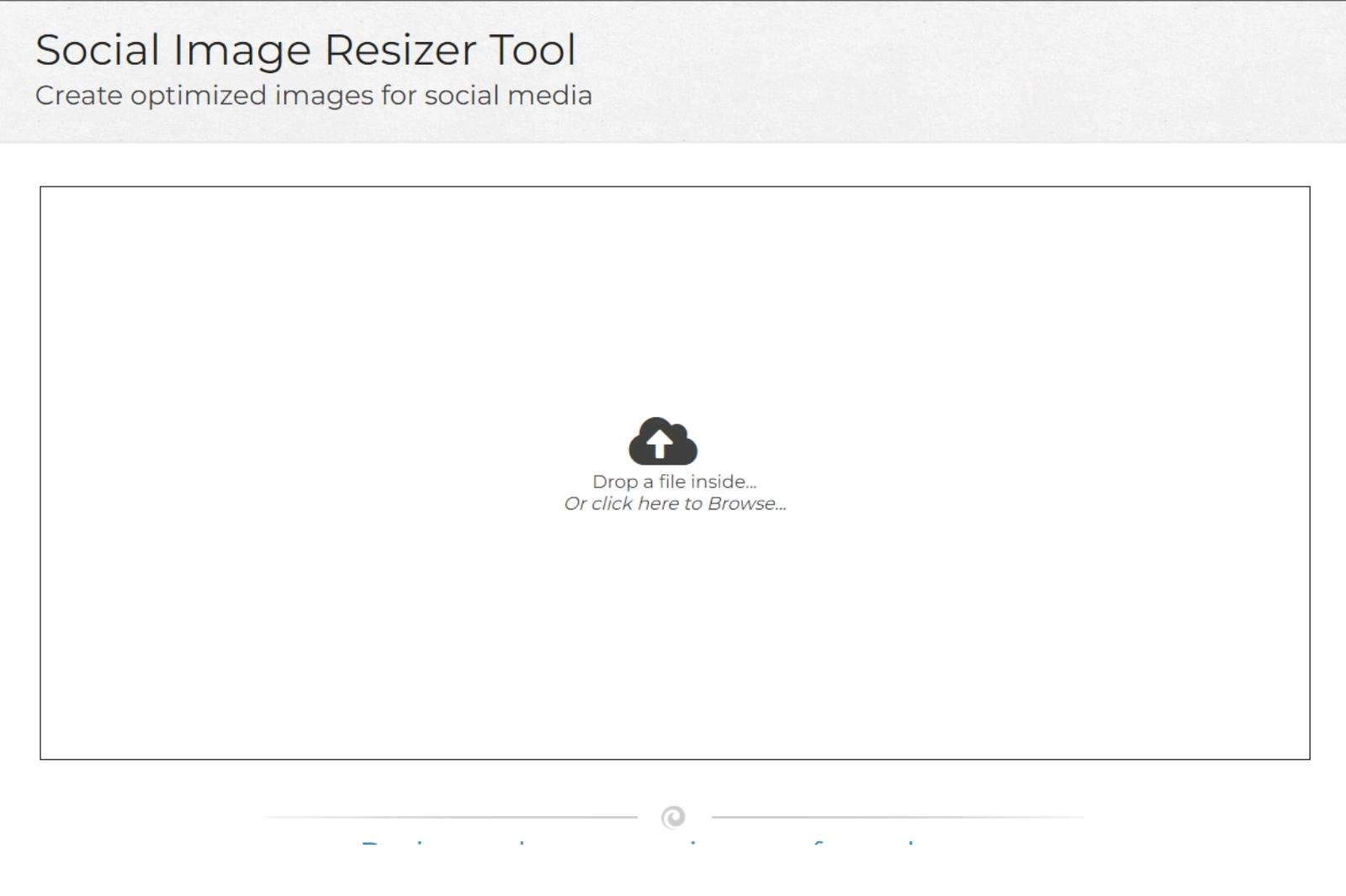 Home Page of Social Image Resizer Tool