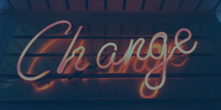 Neon sign spelling the word "Change"