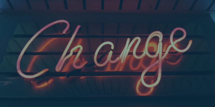 Neon sign spelling the word "Change"