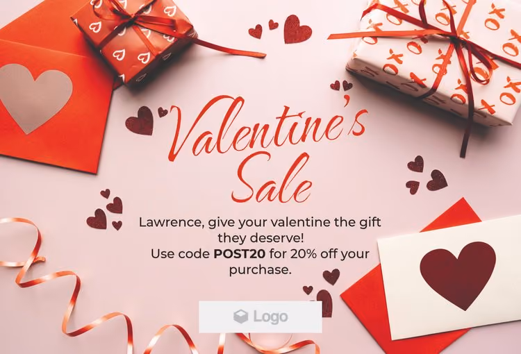 PostPlot's Valentine's Day Postcard template