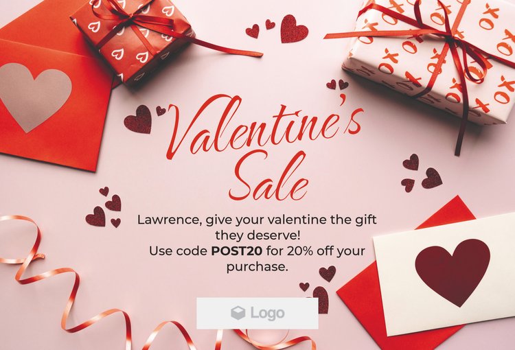 PostPlot's Valentine's Day Postcard template