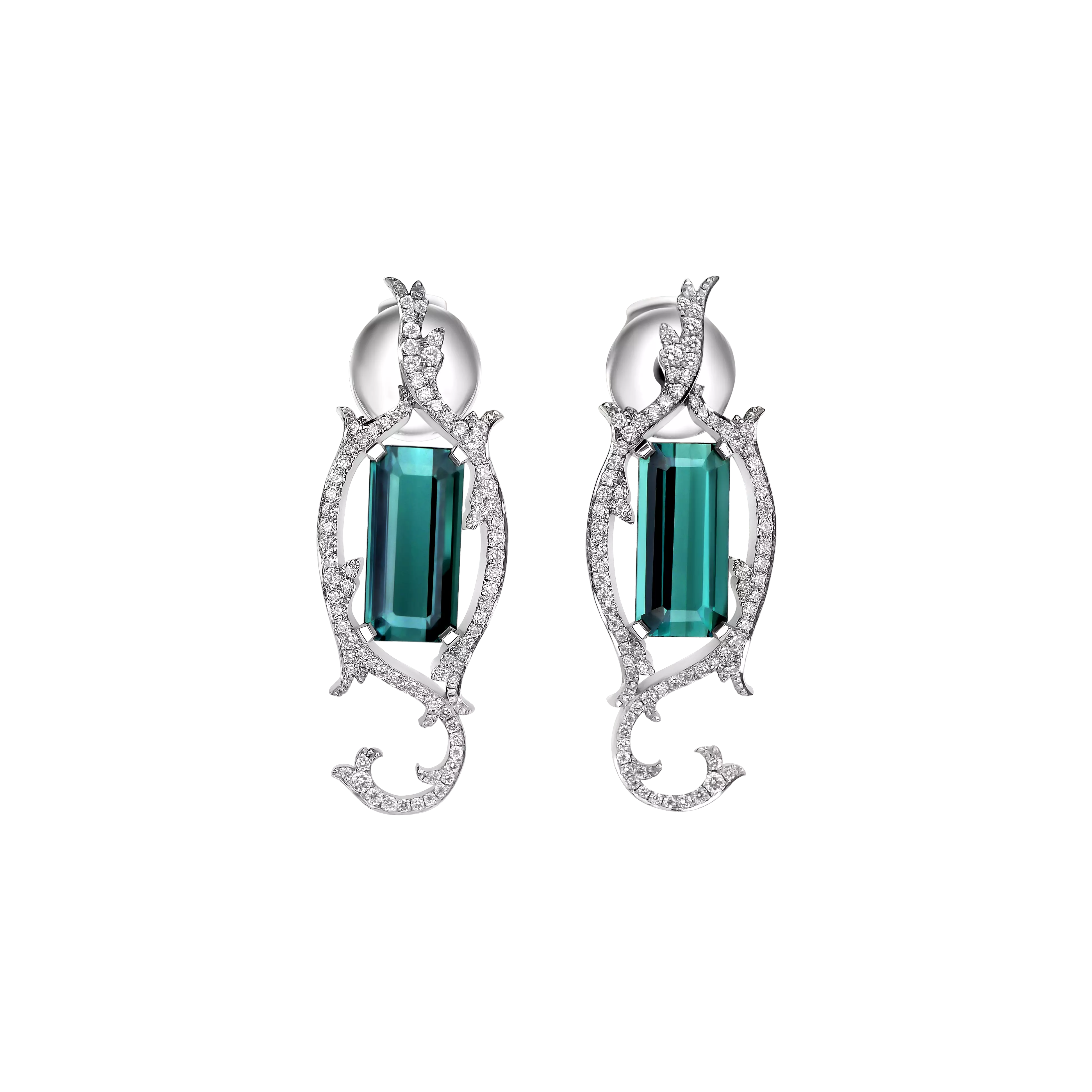 A pair of matching indicolite earrings