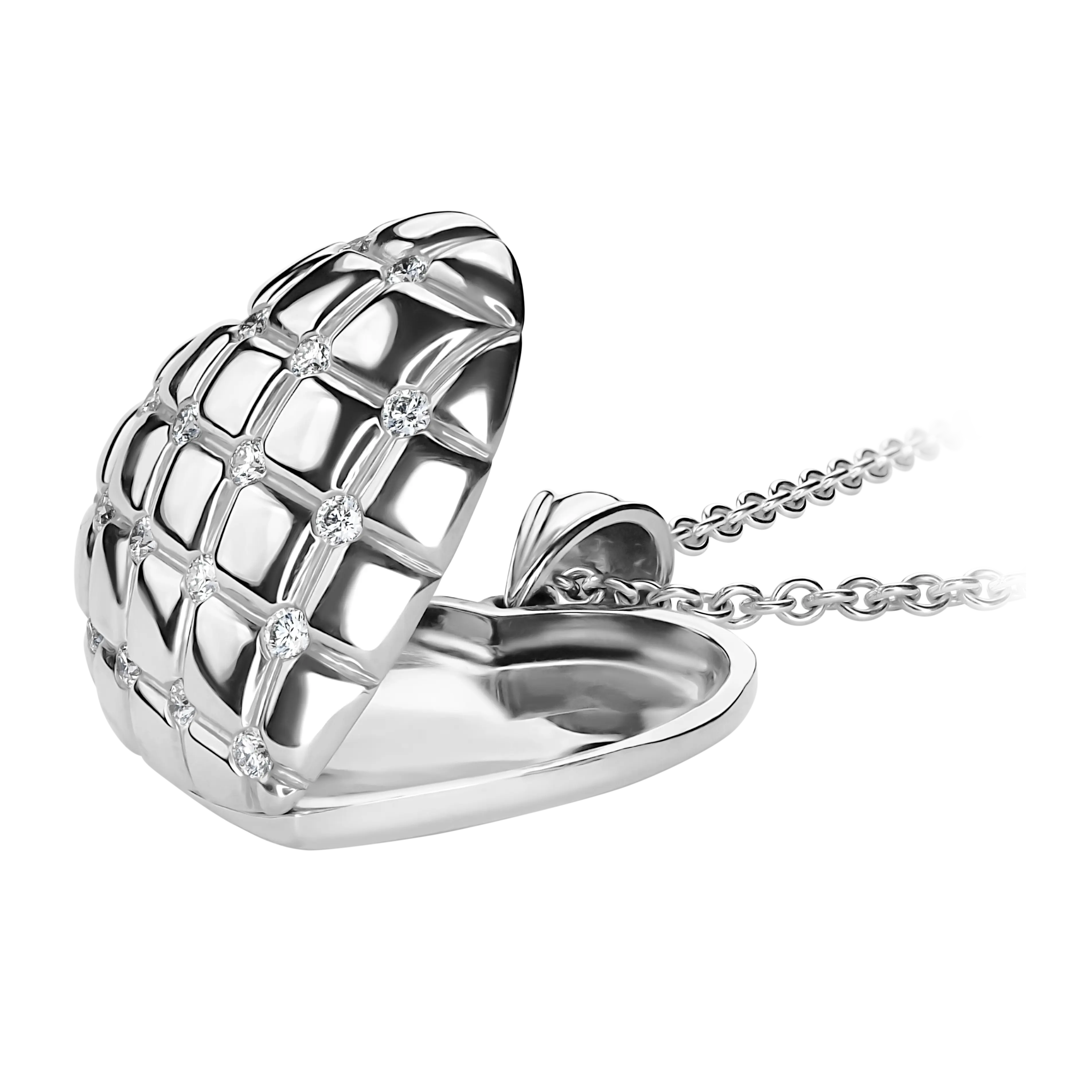 An image of the heart shaped locket, opened