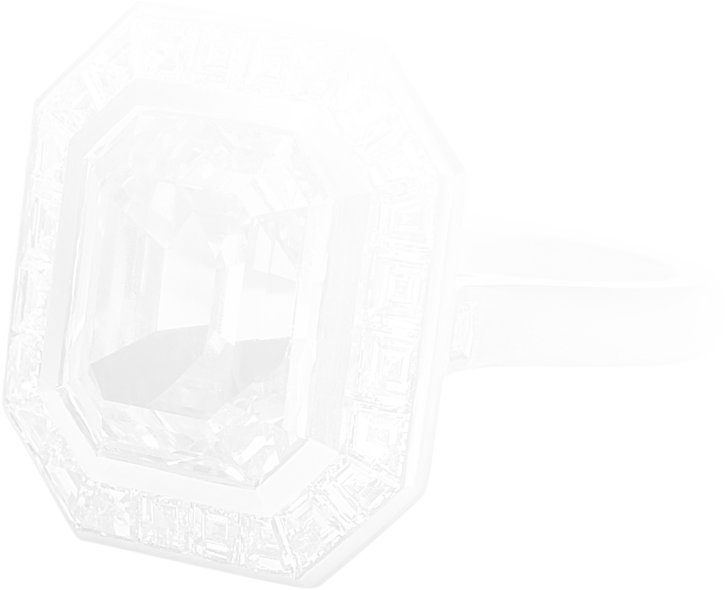 A faded image of the yellow diamond ring, viewed from the side