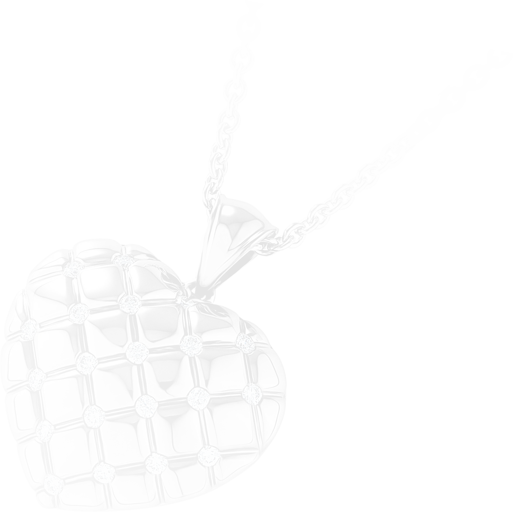 A faded image of the heart shaped, white gold, diamond studded locket