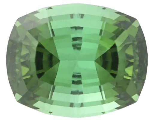 A cushion cut green tourmaline