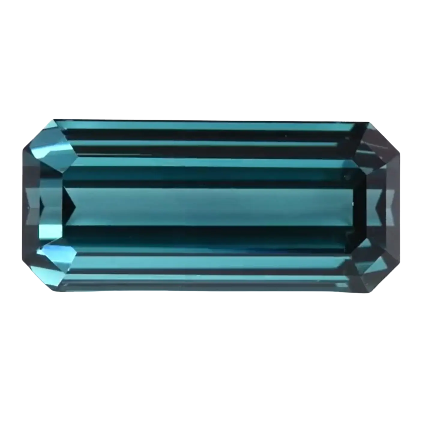 An emerald cut indicolite tourmaline