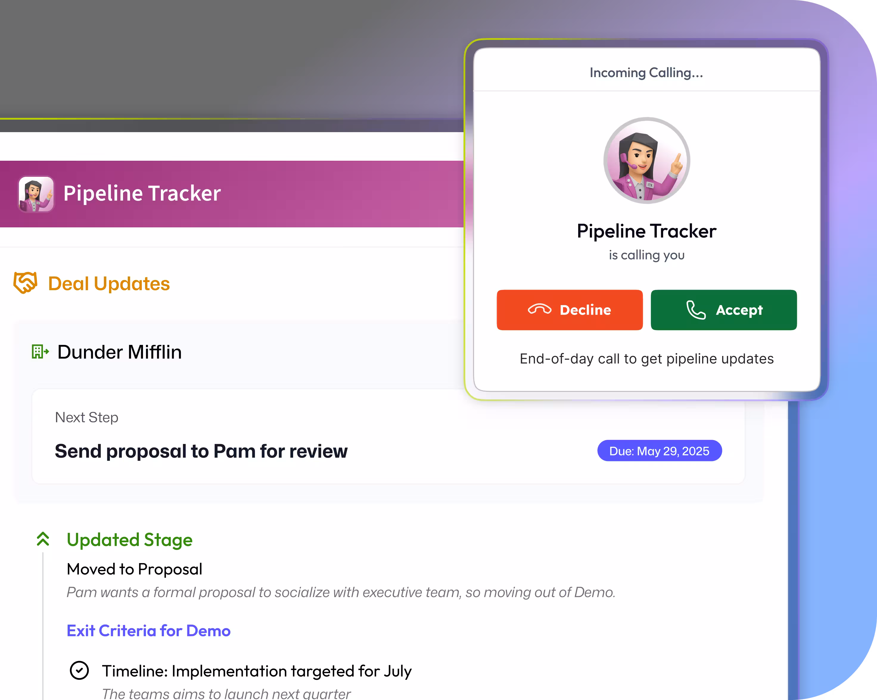 Capture deal updates instantly with voice