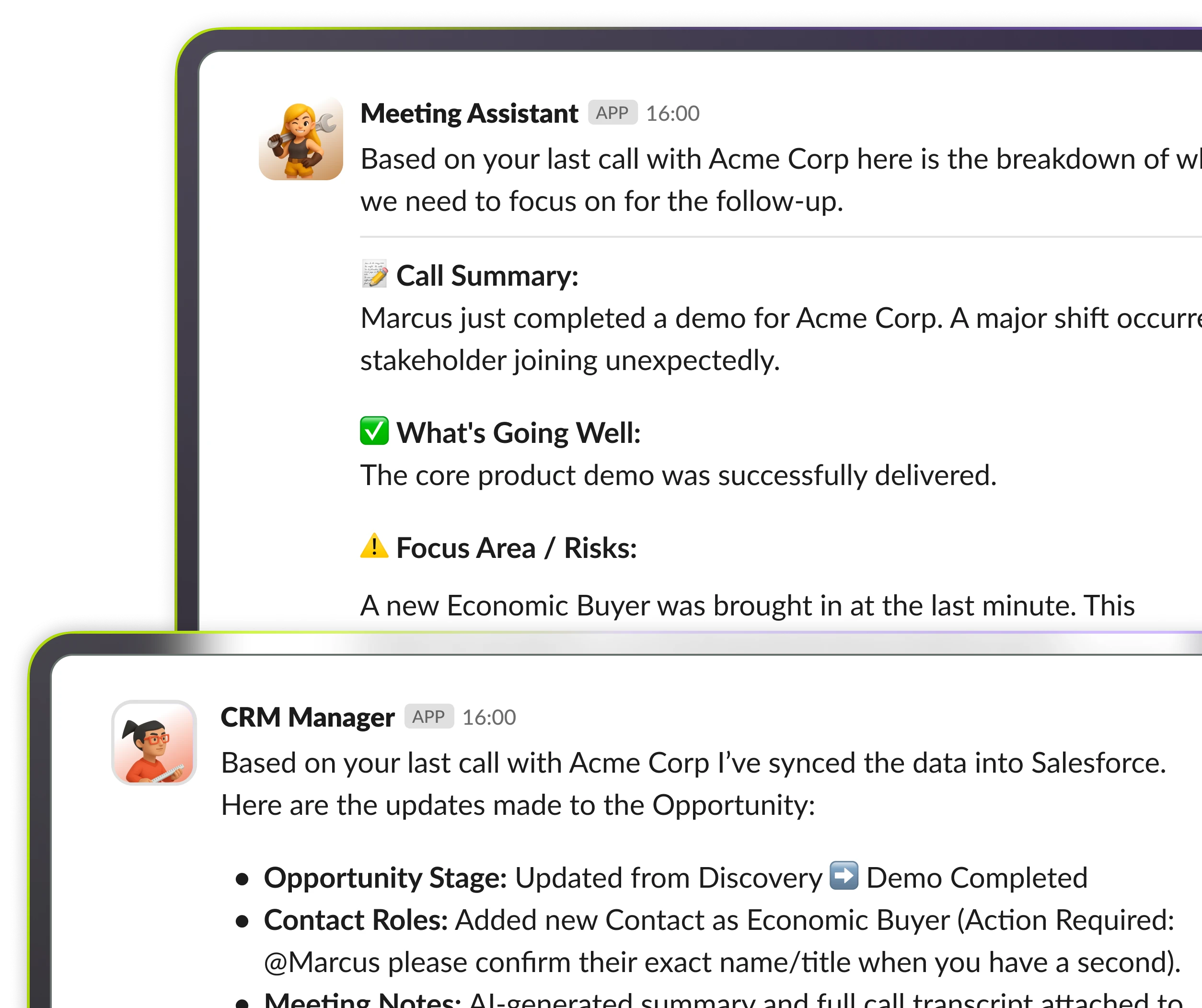 Sales collaboration mockup