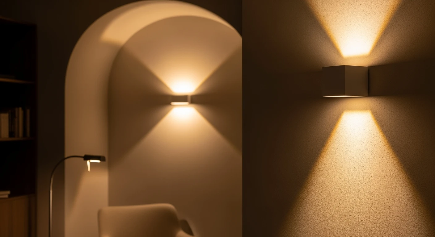 Stijlvolle wandlamp verlicht een modern interieur met warme, sfeervolle accenten.