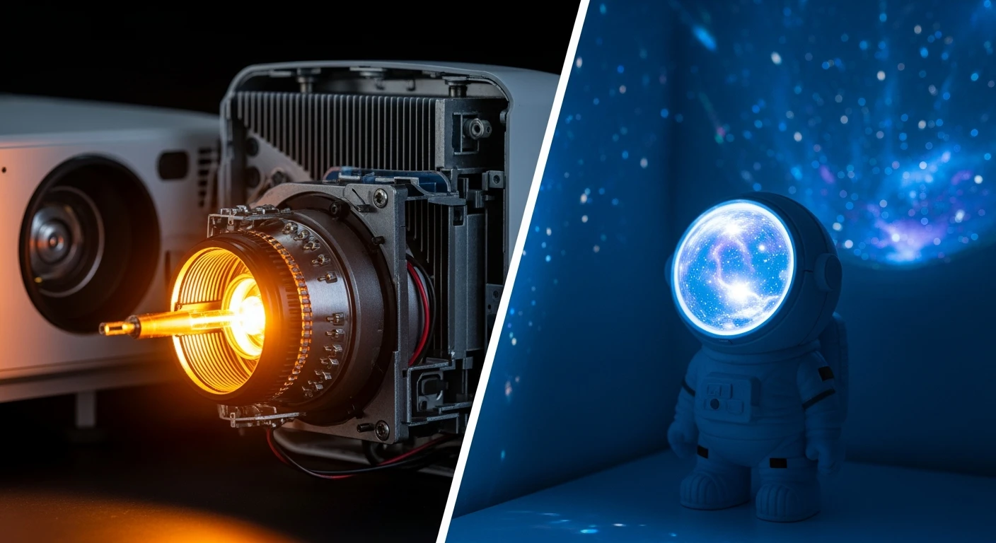 Projector lamp: Beamerlamp vs. sterrenhemel projector.