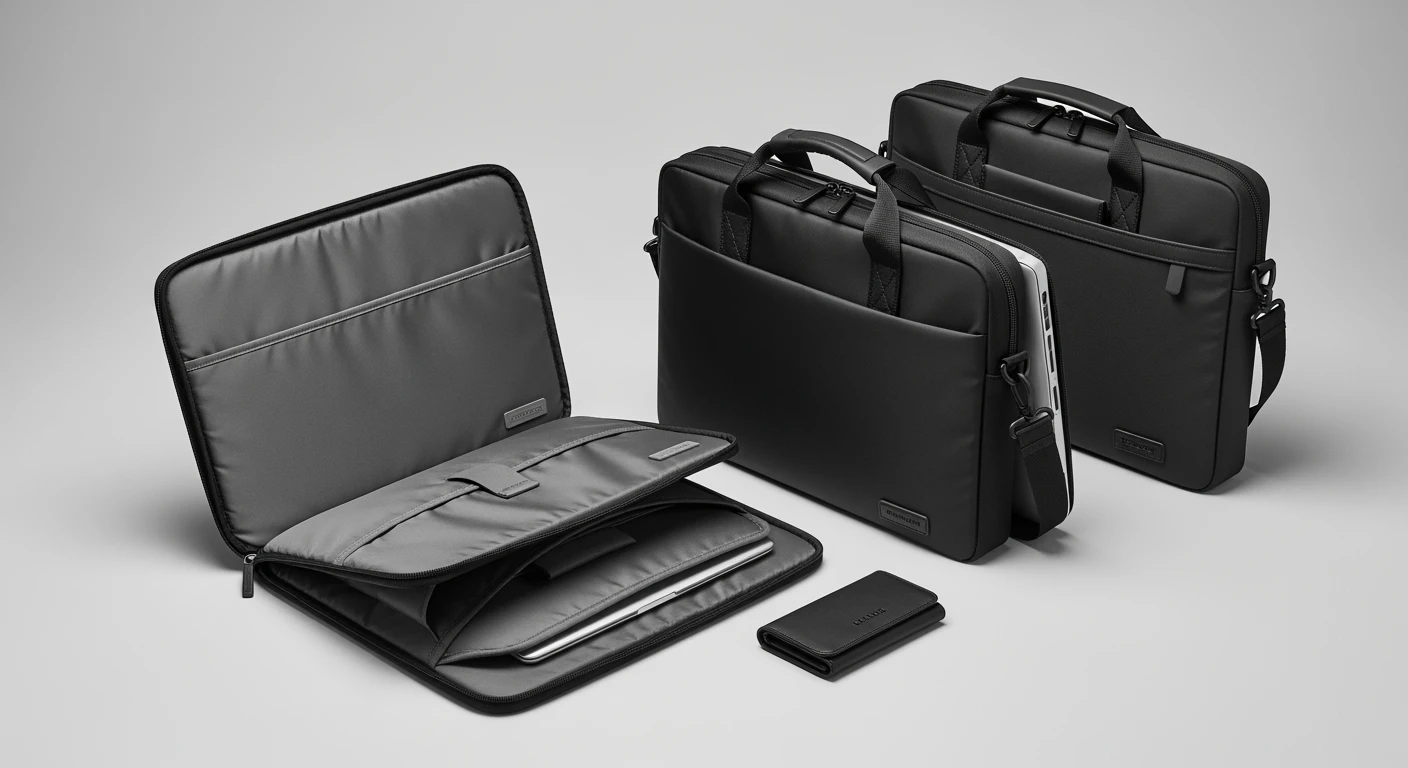 Diverse laptop tassen en laptophoezen, perfect voor dames en heren.