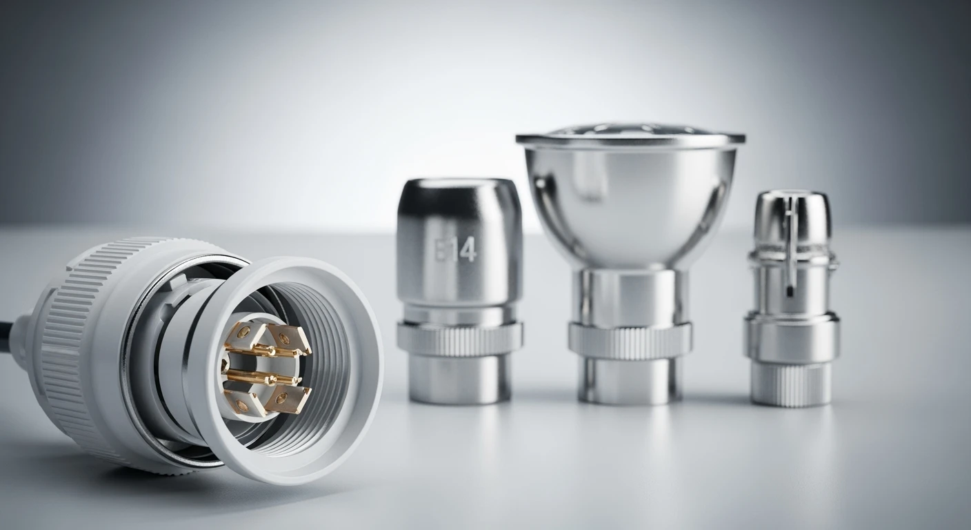 Diverse fittingen lamp: E27, E14, GU10. Detailopname interne bedrading E27 fitting.
