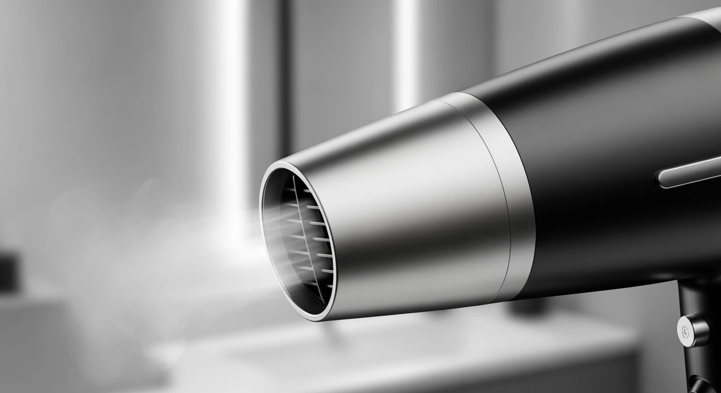 Moderne föhn: Stijlvol design in zilver en zwart. Krachtige technologie voor perfect haar.