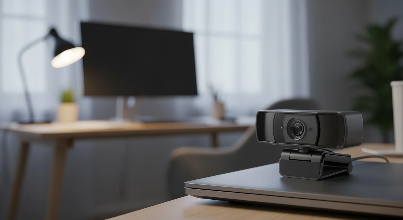 Strakke webcam op laptop. Perfect voor thuiswerken, streamen of videobellen.