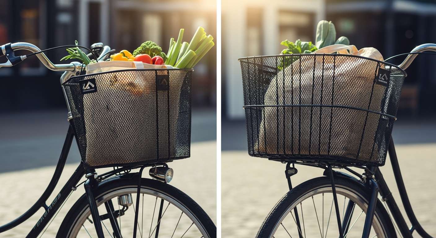 Echte rotan fietsmand: Uniek en compact op voordrager