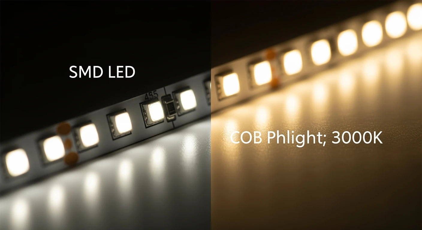COB LED strips vs. SMD: Duidelijk verschil in lichtkwaliteit en chip dichtheid.