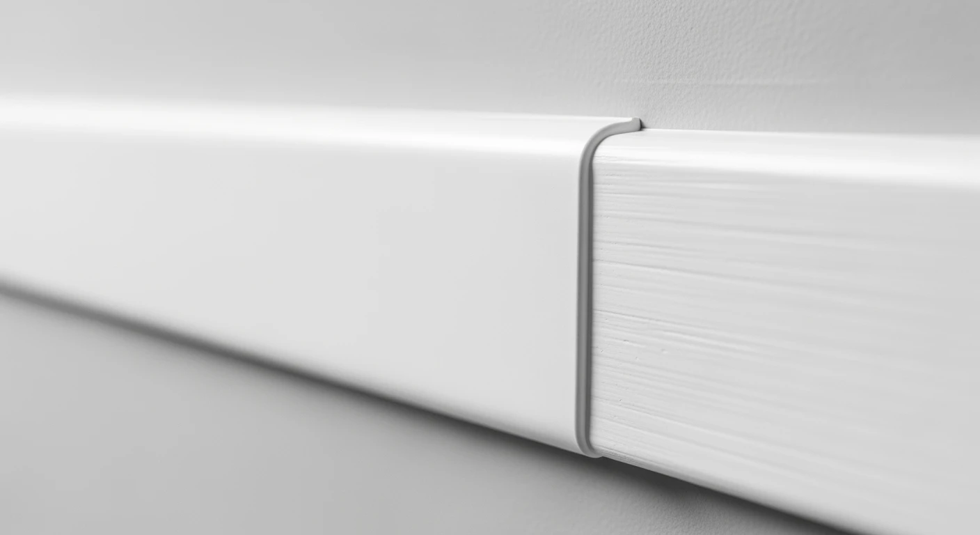 Gladde acrylaatkit afdichting tussen plint en muur. Perfecte, scheurvrije afwerking.