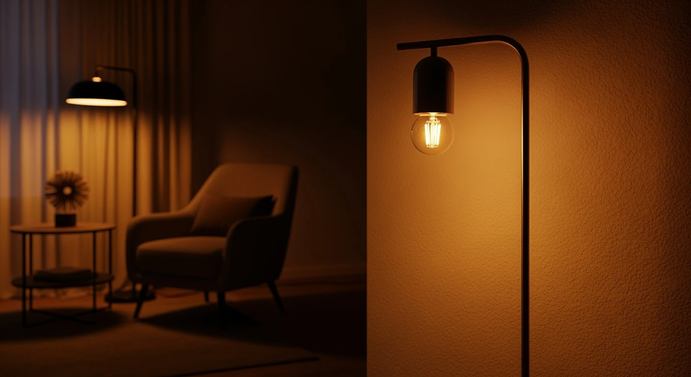 Dimbare verlichting creëert sfeer. Sfeervolle, dimbare licht in moderne woonkamer.