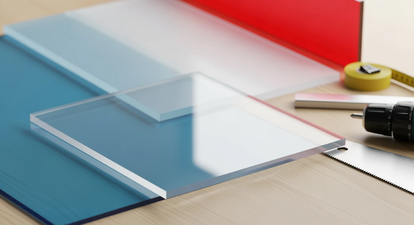 Plexiglas plaat: Diverse kleuren en afwerkingen in close-up studio shot.