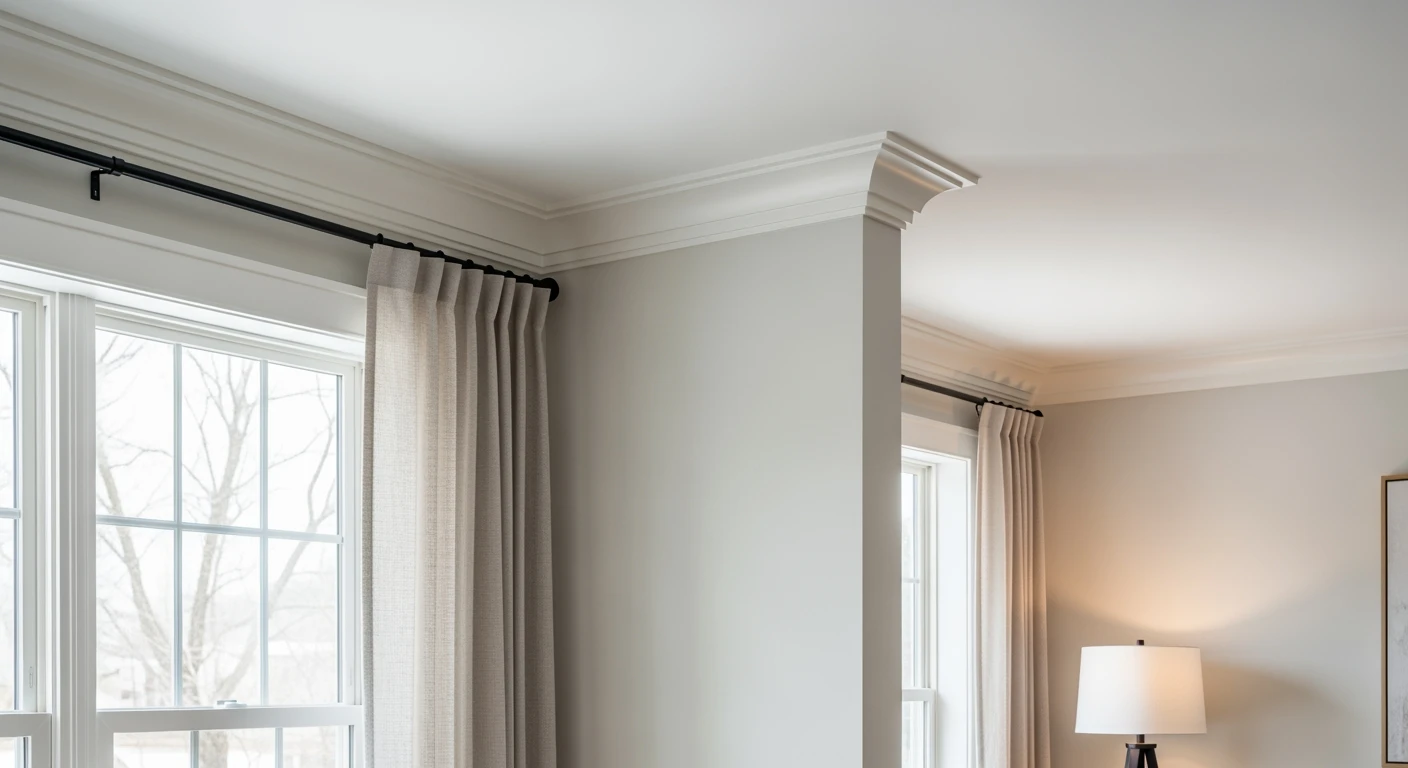 Stijlvolle woonkamer met witte **plafondlijst** die sfeer creëert.