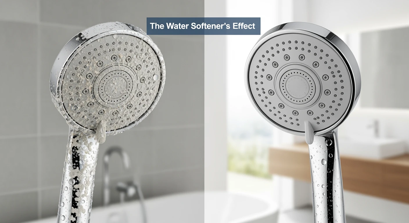 Waterontharder resultaat: Kalkvrij vs. verkalkt douchekop. Stralend schoon!