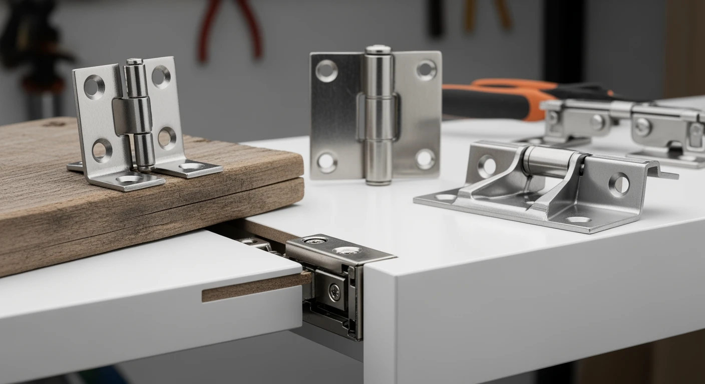 Diverse scharnieren, waaronder een verdekte scharnier, tonen de selectie voor elk project.