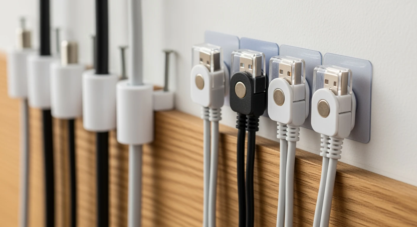 Kabelclips: Zelfklevende & nagel-in clip kabels houden USB & coax kabels netjes.