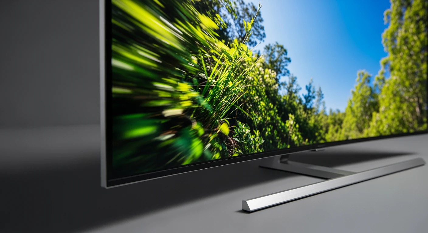 Samsung televisie toont levendige natuurbeelden op een gebogen, haarscherp beeldscherm.