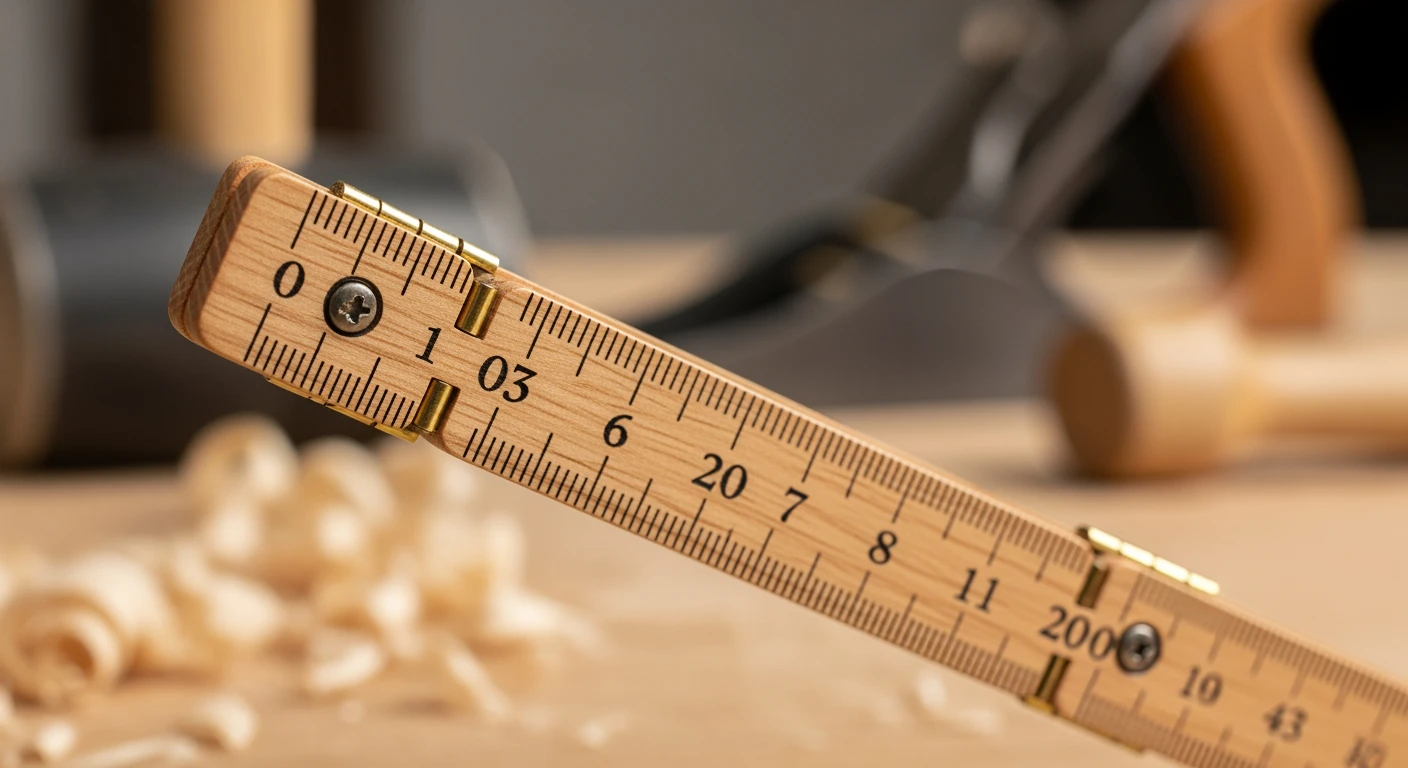 Houten duimstok close-up. Nauwkeurige metingen voor elk project.