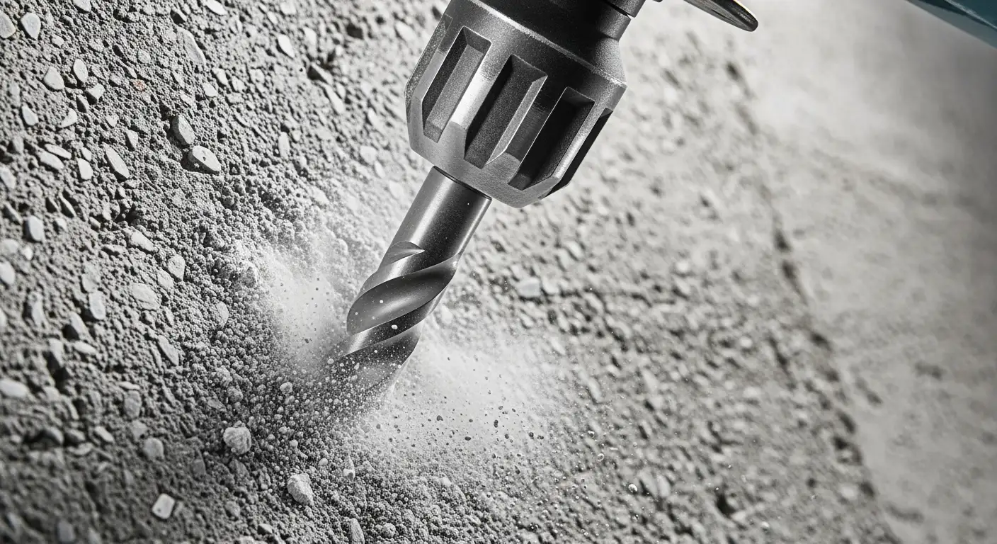 Boorhamer boort moeiteloos in beton. Kracht en precisie in actie.