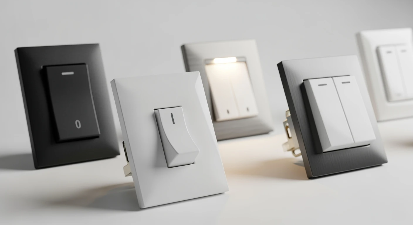 Diverse schakelaars: klassiek, dimmer, rocker. Kies de juiste schakelaar voor energiebesparing en design.