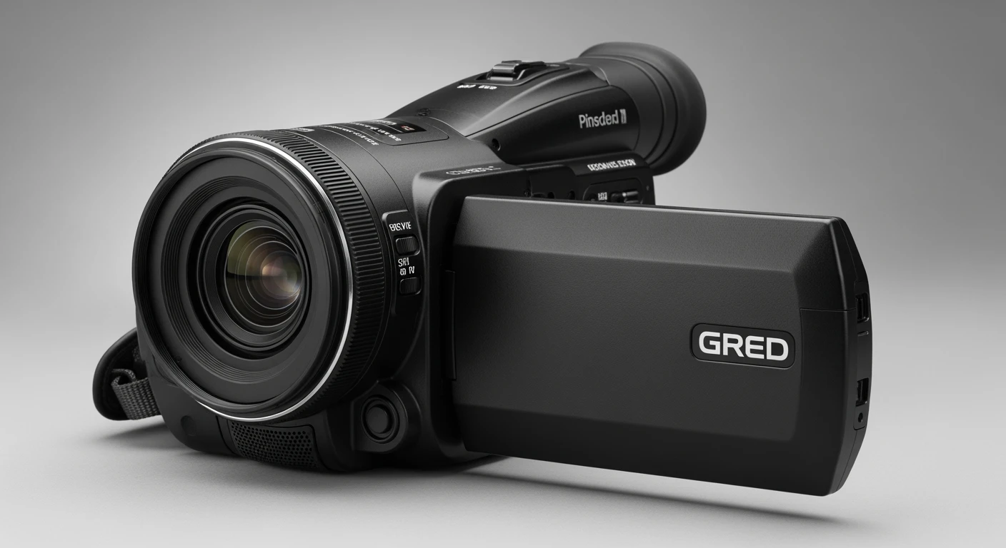 Moderne camcorder close-up. Lens en ergonomisch design benadrukt. Professionele video camcorder.