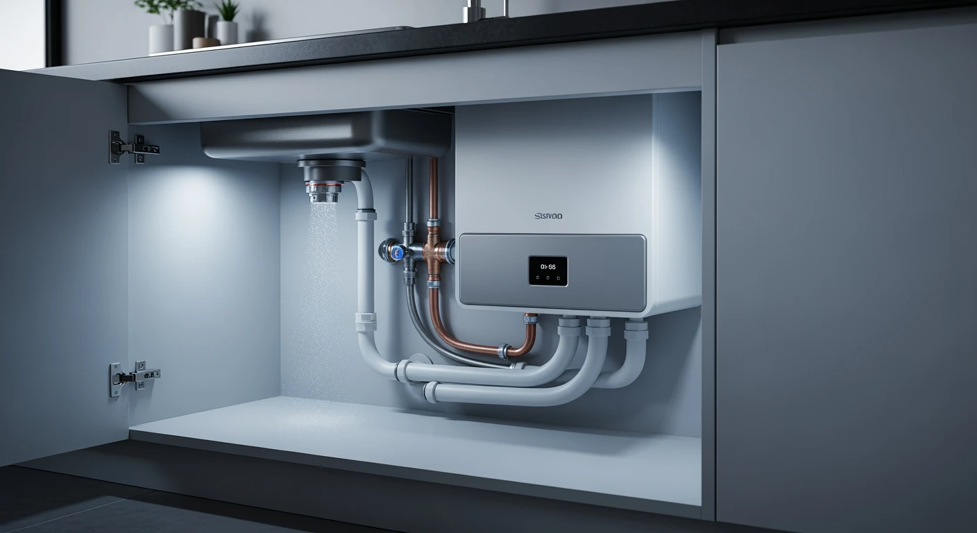 Keukenboiler onder aanrecht. Compact model, efficiënt en modern. Condens op waterleiding.