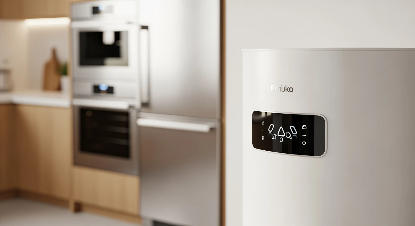 Moderne elektrische boiler in een strakke keuken. Compacte boiler voor warm water.