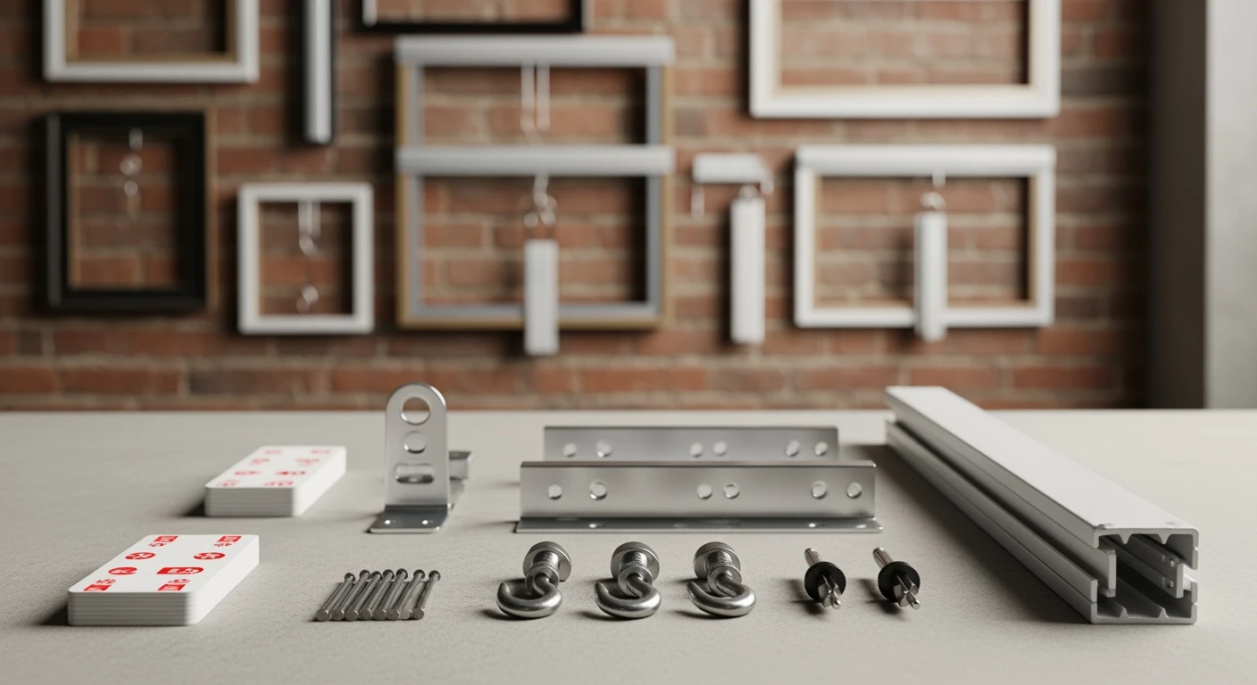 Ophangsysteem: Diverse muurbevestigingen voor nette en veilige montage in een georganiseerde werkplaats.