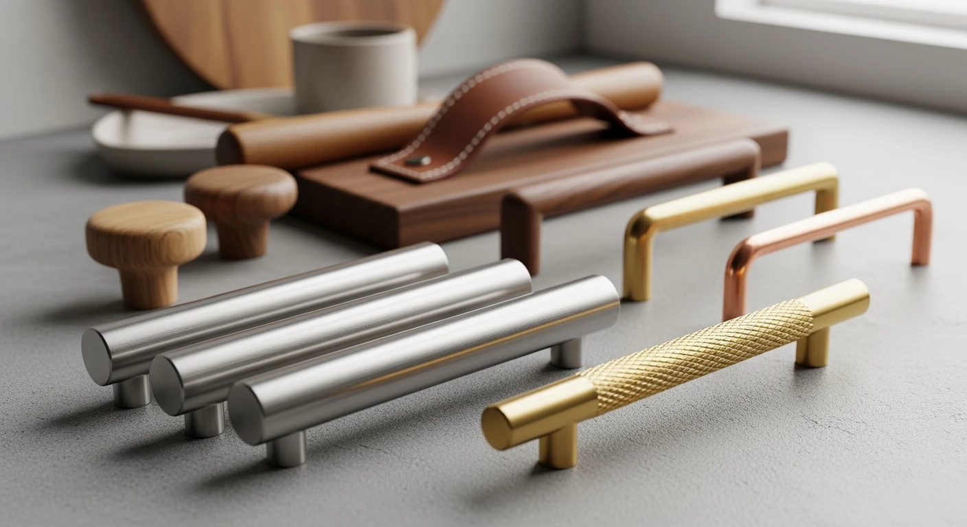 Diverse meubel handgrepen: RVS, messing, hout en leer. Kies de perfecte handgreep voor jouw meubel.