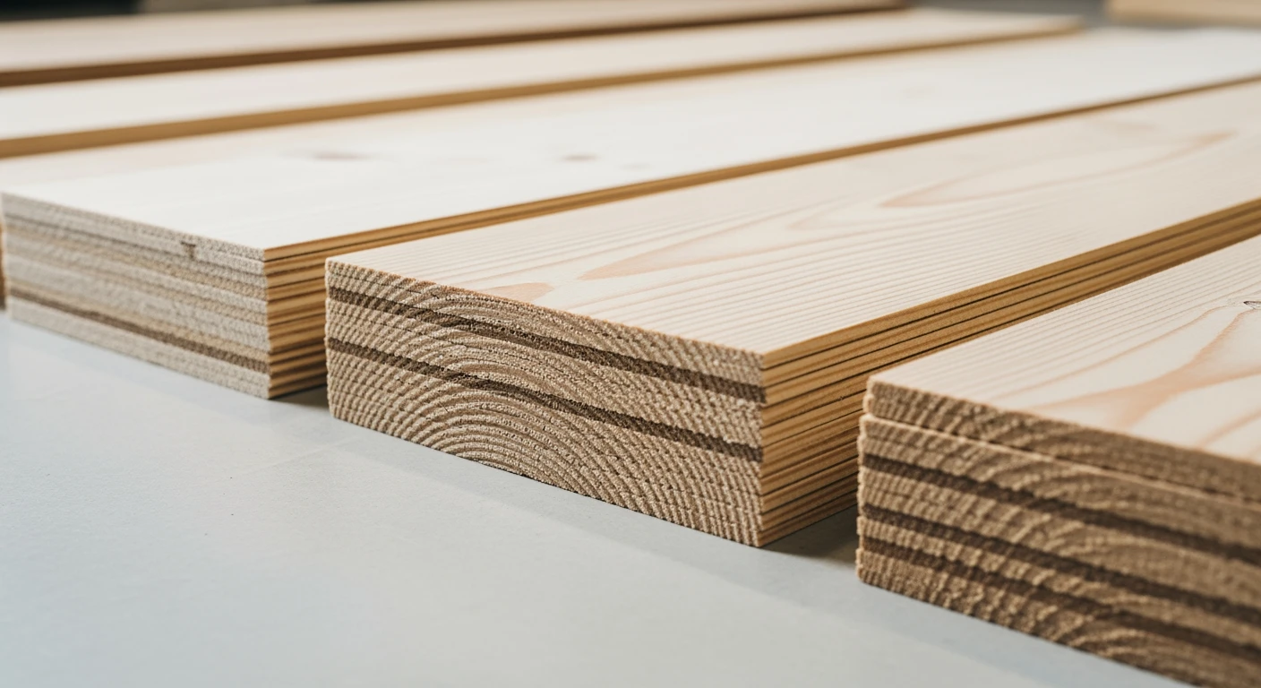 Underlayment: Close-up van Fins vuren, Elliotis en Radiata grenen. Toont houtnerf en textuur.