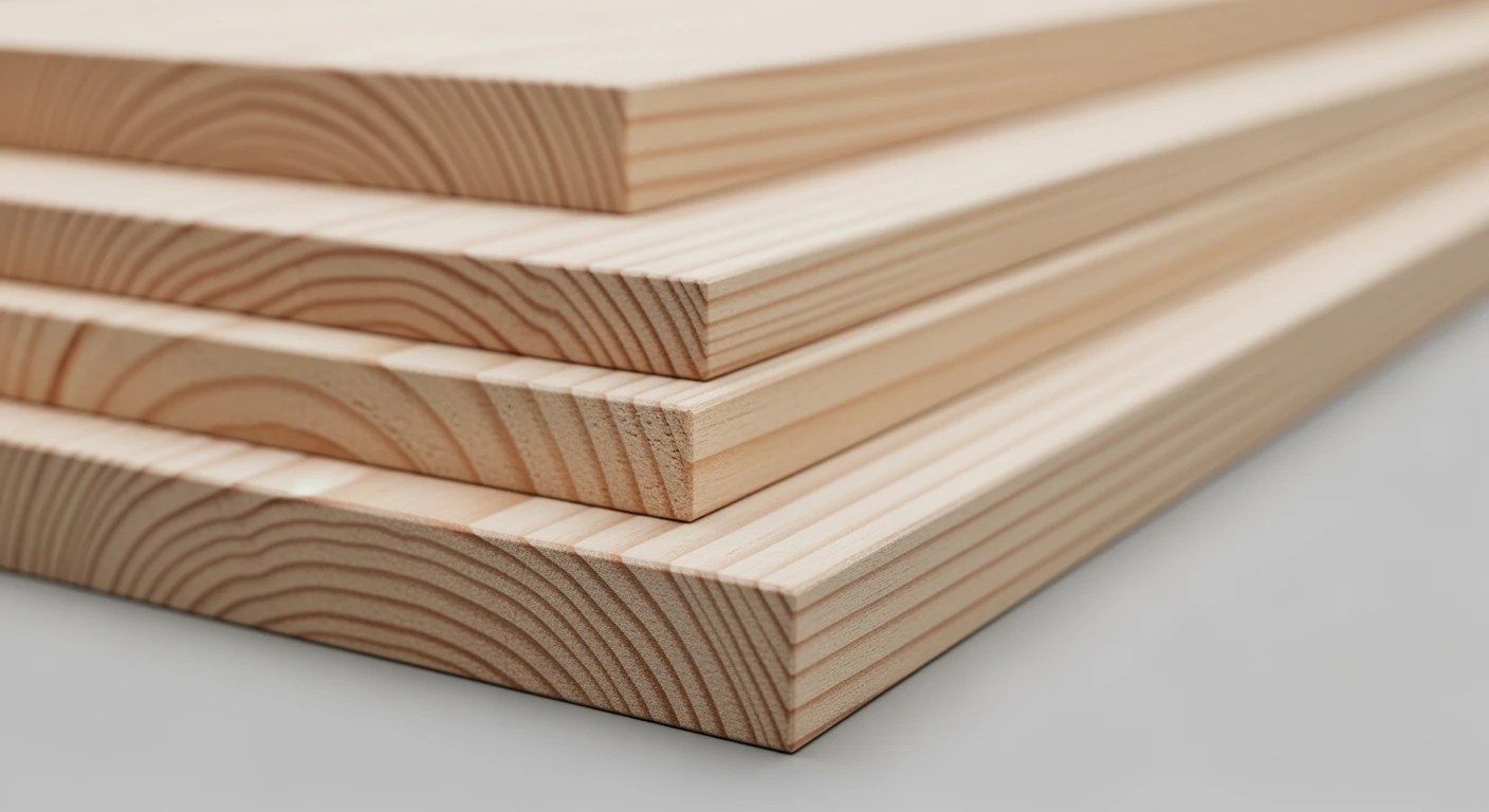 Gestapeld geschaafd vuren: close-up van de gladde textuur en strakke lijnen.