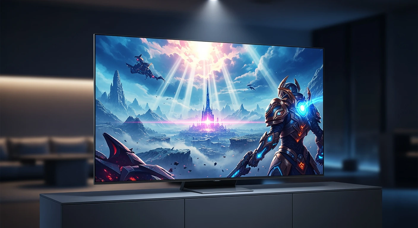 4K QLED gaming televisie toont levendige gamebeelden. Top gaming tv deal!
