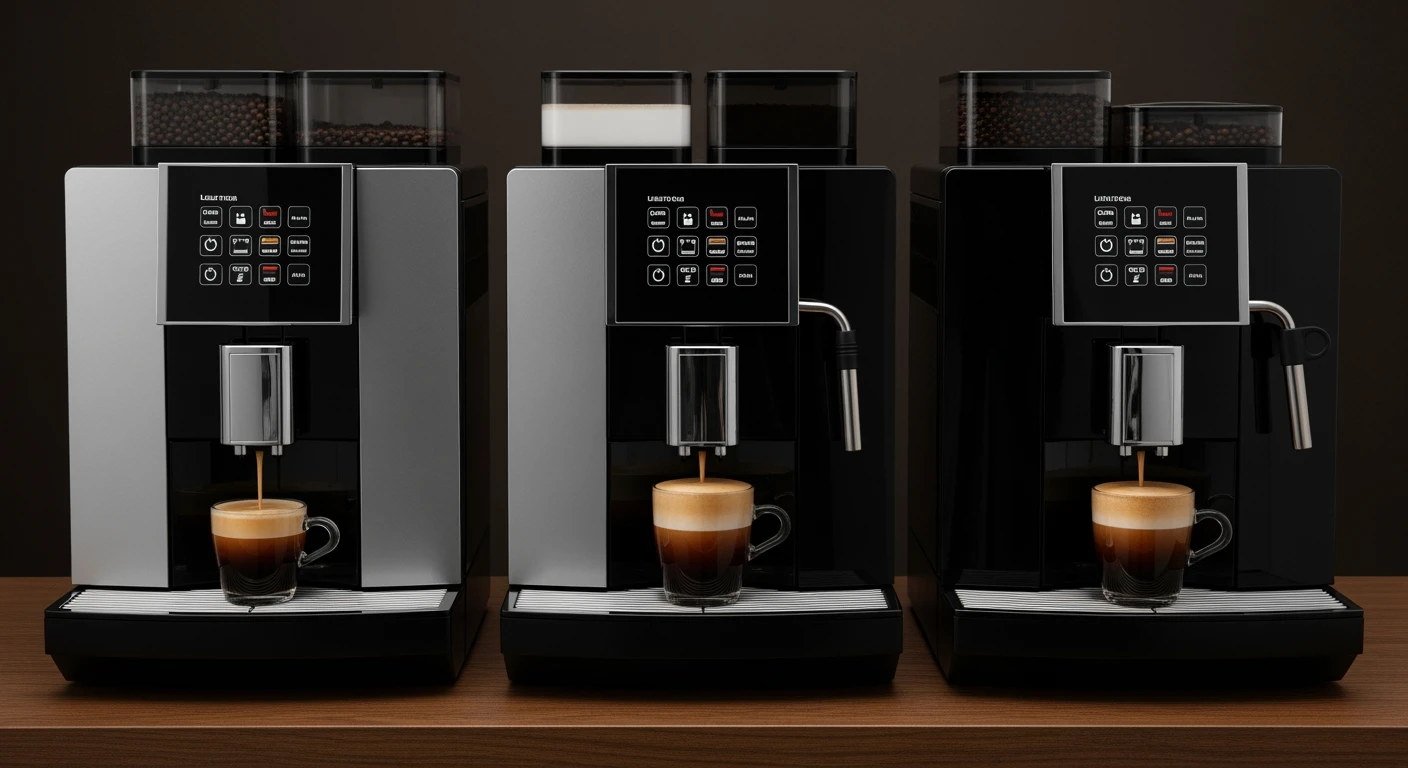 Koffiemachines volautomaat: Latte, espresso & cappuccino op een modern aanrecht.