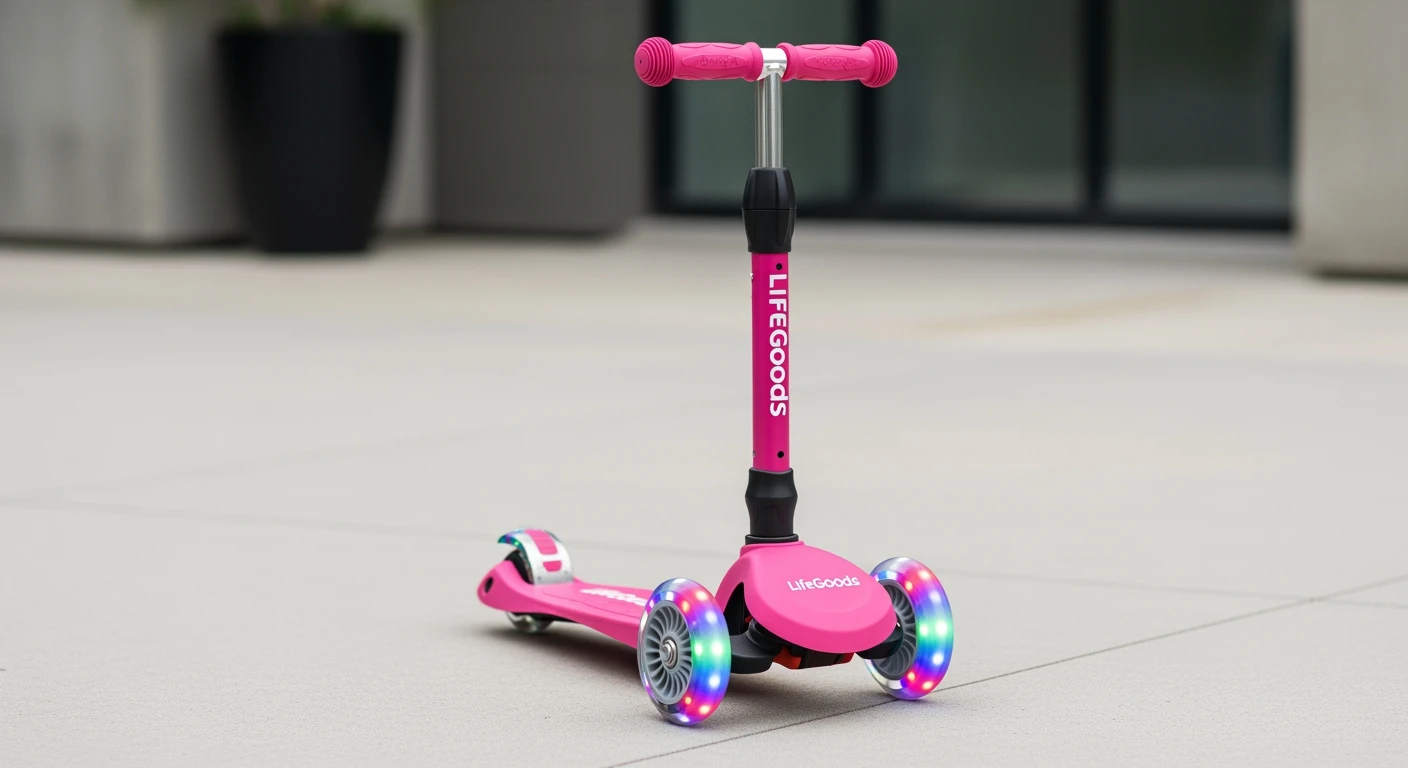 Roze LifeGoods kinderstep met LED wielen. Beste kinderstep om te kopen voor uren speelplezier!