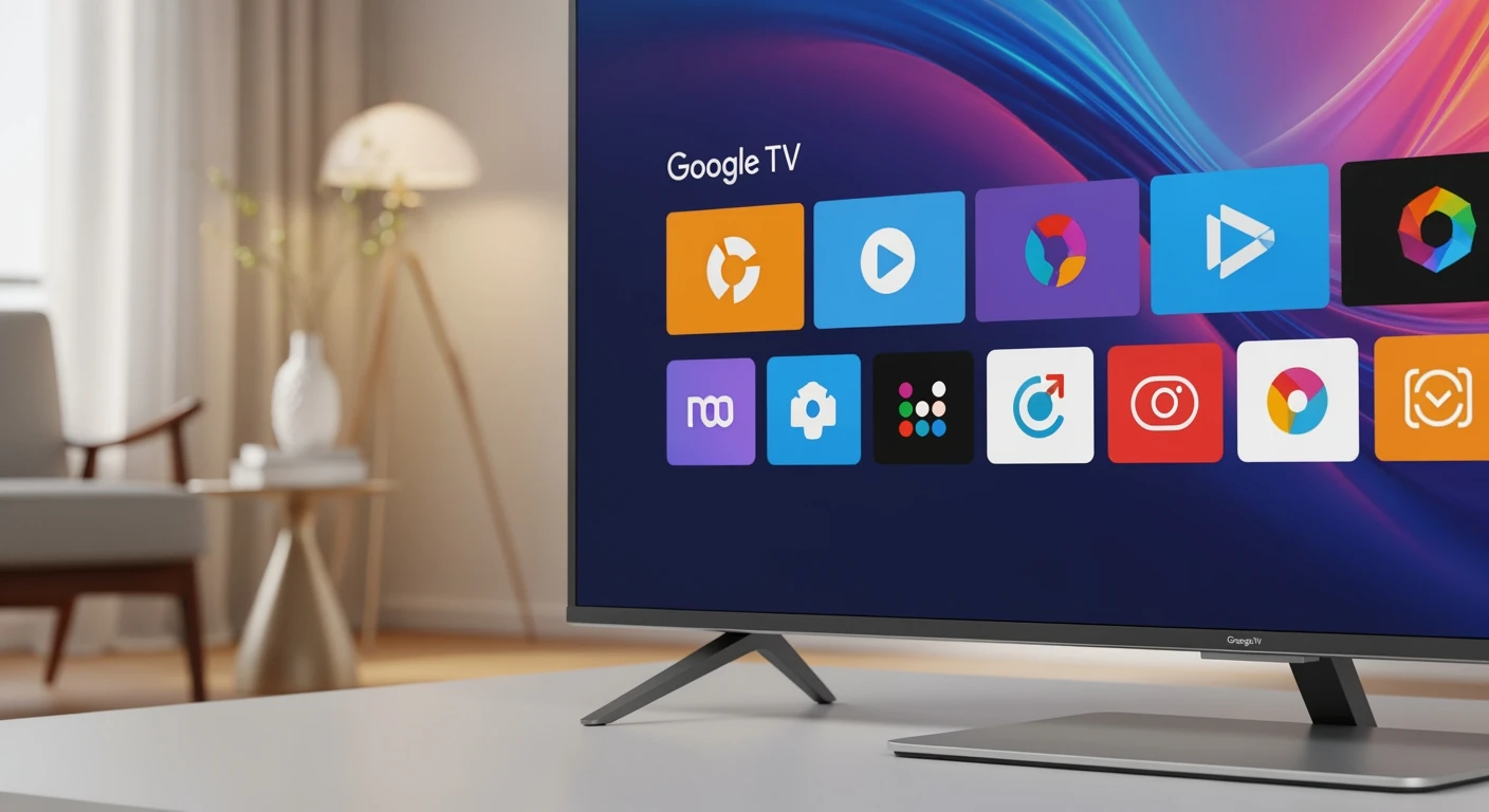 Strakke Google televisie toont levendige interface. Beste Google TV voor naadloze entertainment.