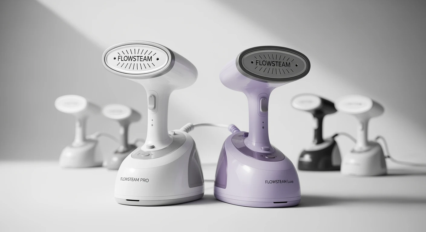 FLOWSTEAM kledingstomers: Beste kledingstomers 2026 in wit en lavendel.