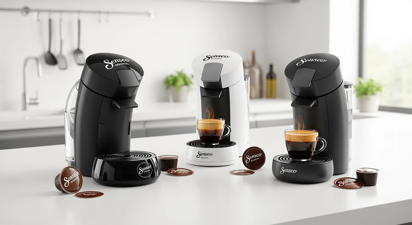 Senseo apparaat: Top 3 Senseo koffiepadmachines in een moderne keukenopstelling.