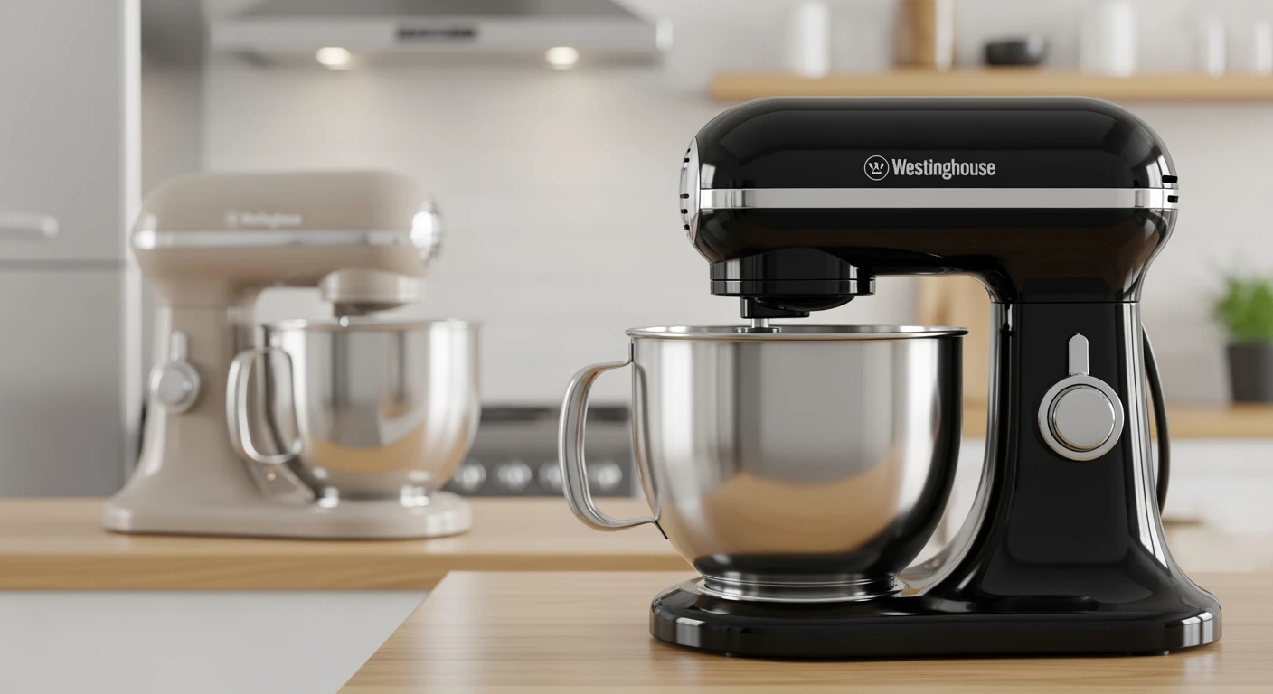 Beste keukenmixer 2025: Zwarte Westinghouse standmixer in studio setting.