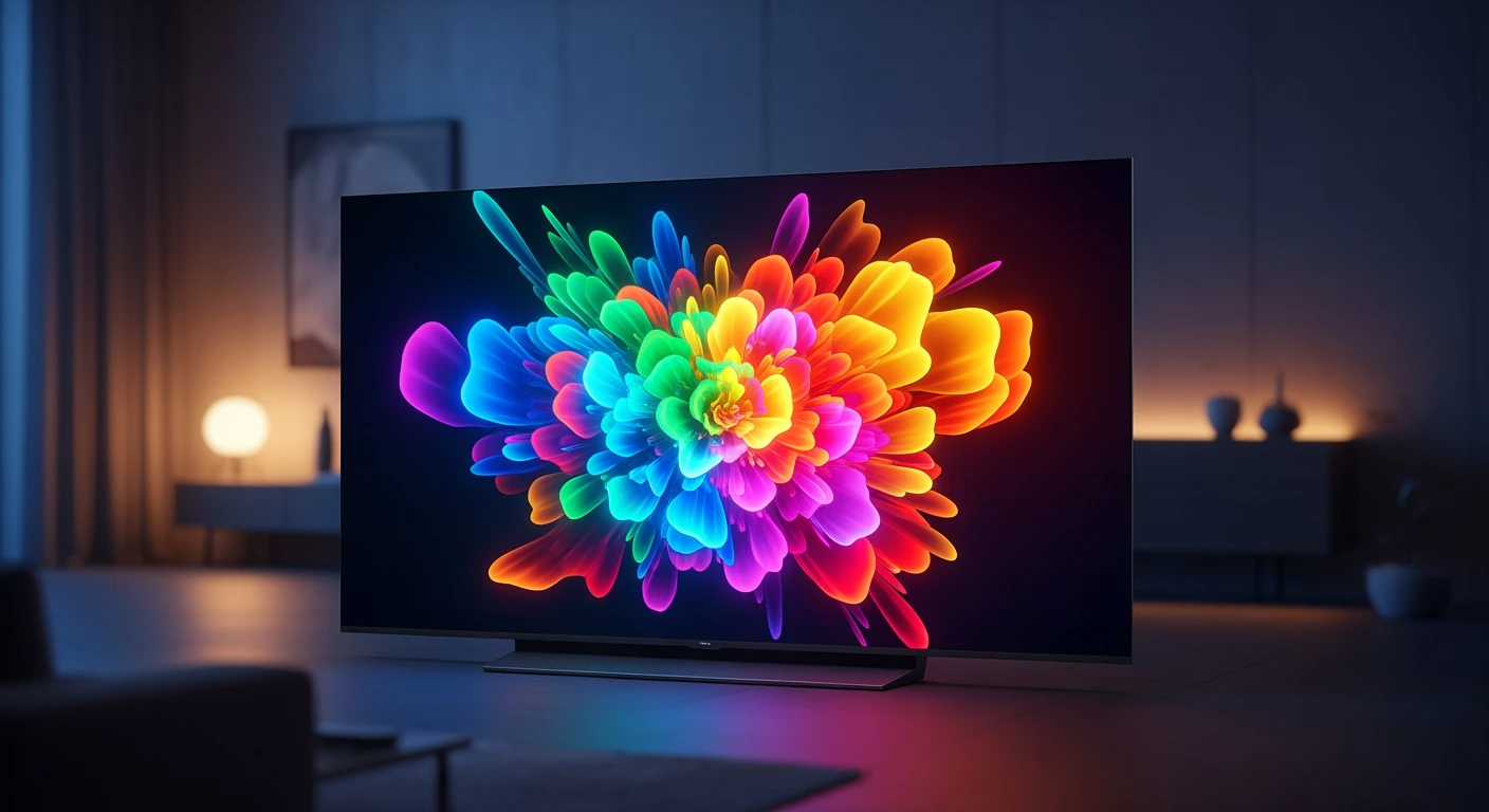 LED televisie toont levendige kleuren in moderne woonkamer. Beste LED TV 2025, slimste aankopen.
