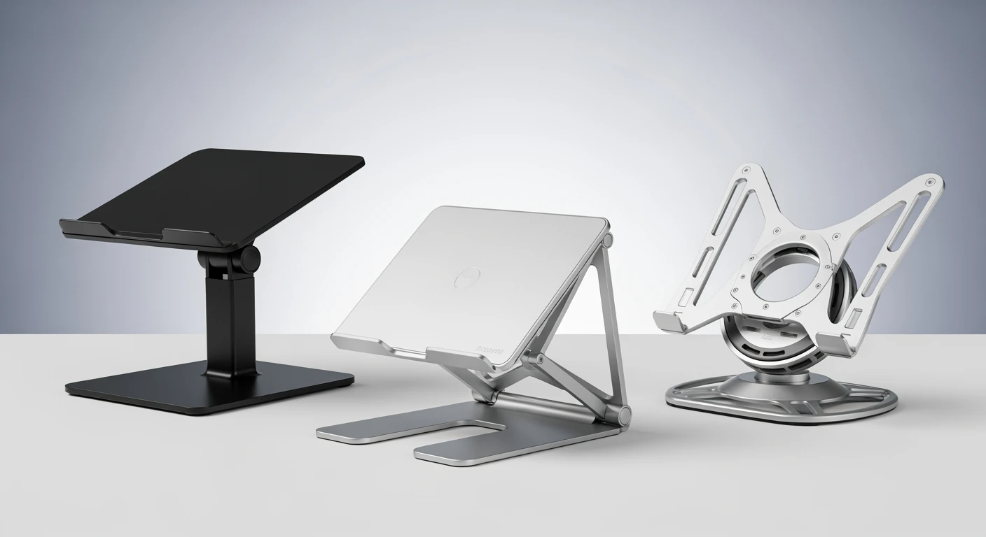 Beste laptopstandaard 2026: Ergonomische, verstelbare en opvouwbare modellen op een bureau.